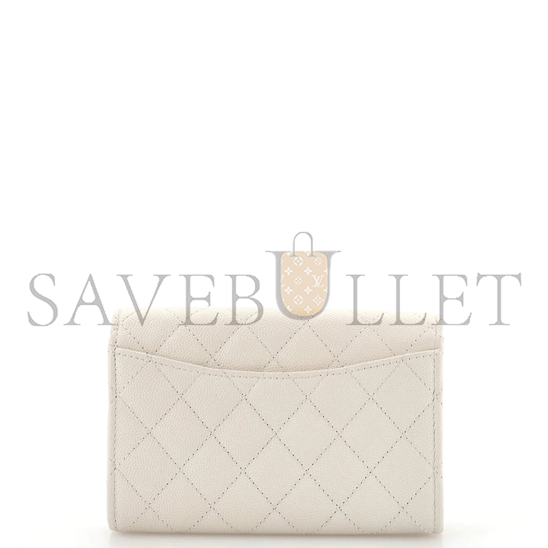 CHANEL CAVIAR QUILTED FLAP CARD HOLDER WALLET WHITE AP0214 (11.3*7.5*2.5cm)